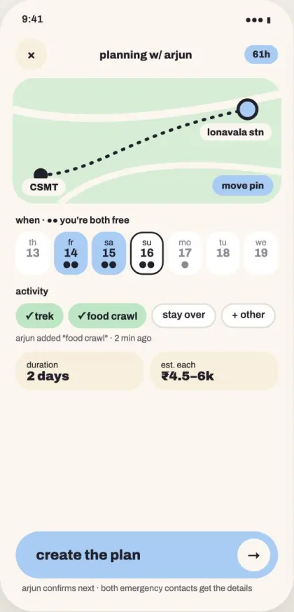 Propose a plan screen