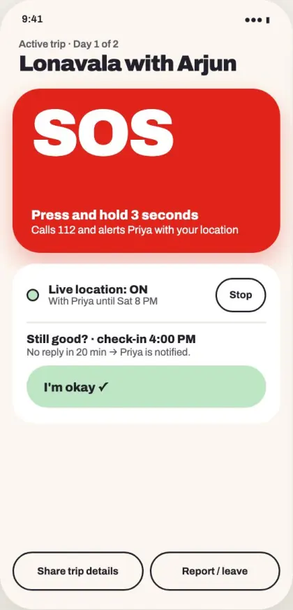 Active trip screen