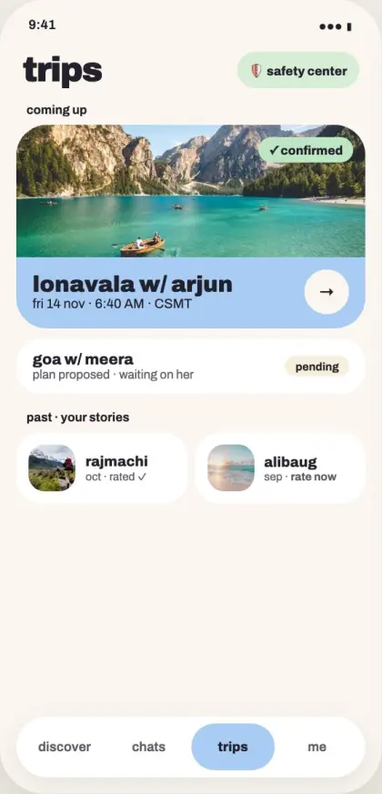 Trips screen