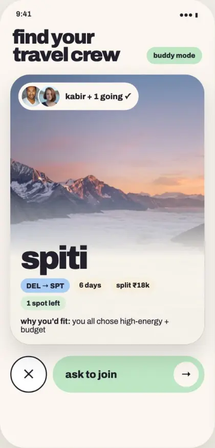 Buddy mode screen